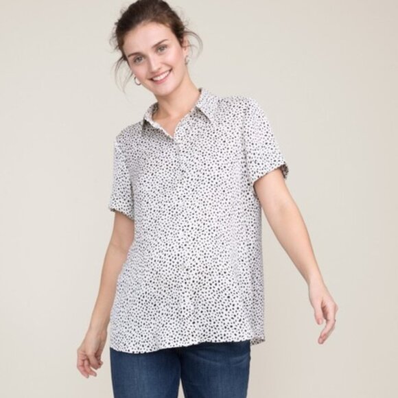 HATCH | The Savannah Speckled Rolled Cuff Button Down Blouse Sz XS - Picture 1 of 8